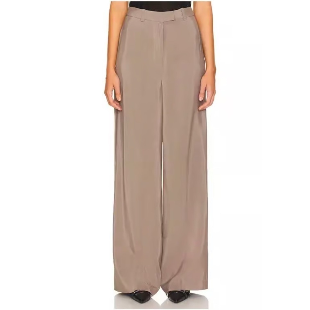 ANINE BING Dolan Trouser In Taupe Wide Leg